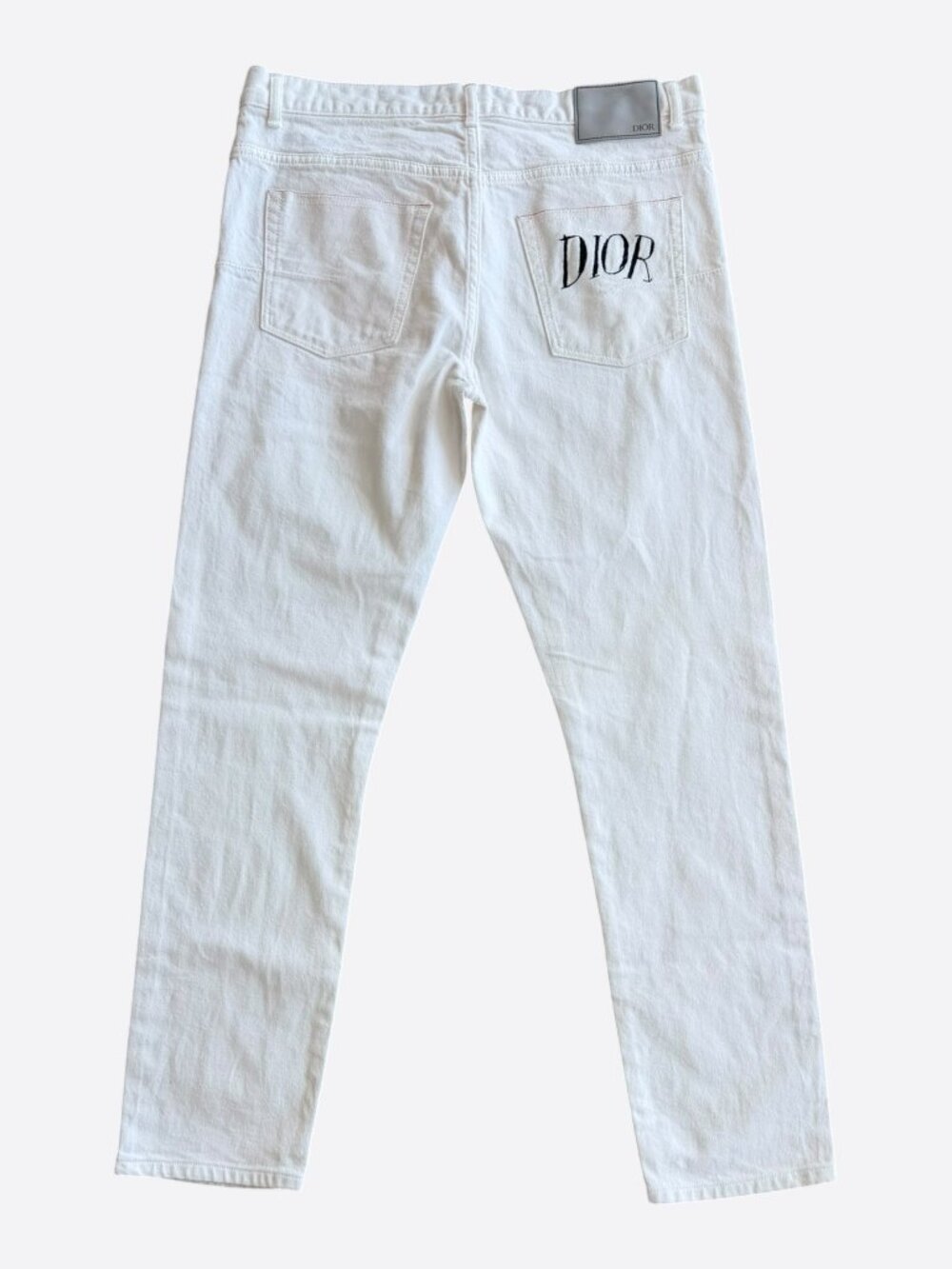 Dior Raymond Pettibon White & Black Embroidered Logo Jeans